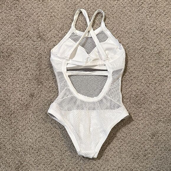BECCA White Mesh Women's One Piece Bikini Swimsuit - Picture 3 of 4